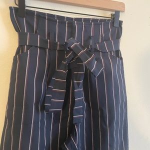 leith pinstripe paper bag pants